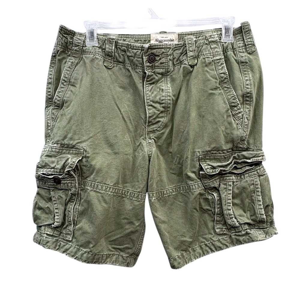 Abercrombie Fitch Vintage Olive Cargo Shorts Military Utility Streetwear 36